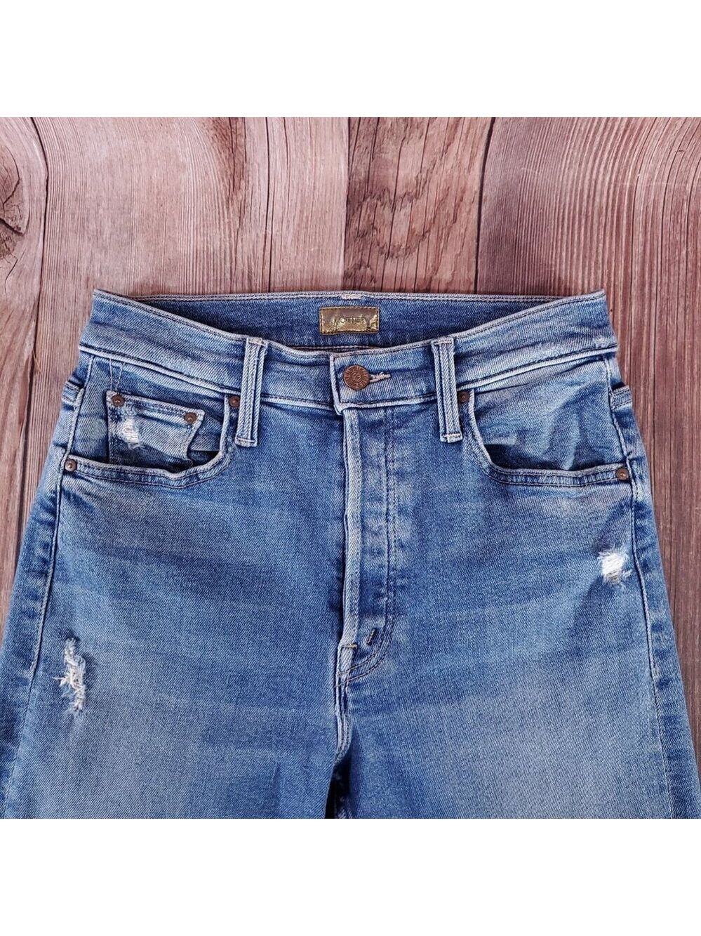 Mother Womens Size 27 The Tomcat Play Like A Pirate Straight Leg Jean Distressed - Picture 5 of 16